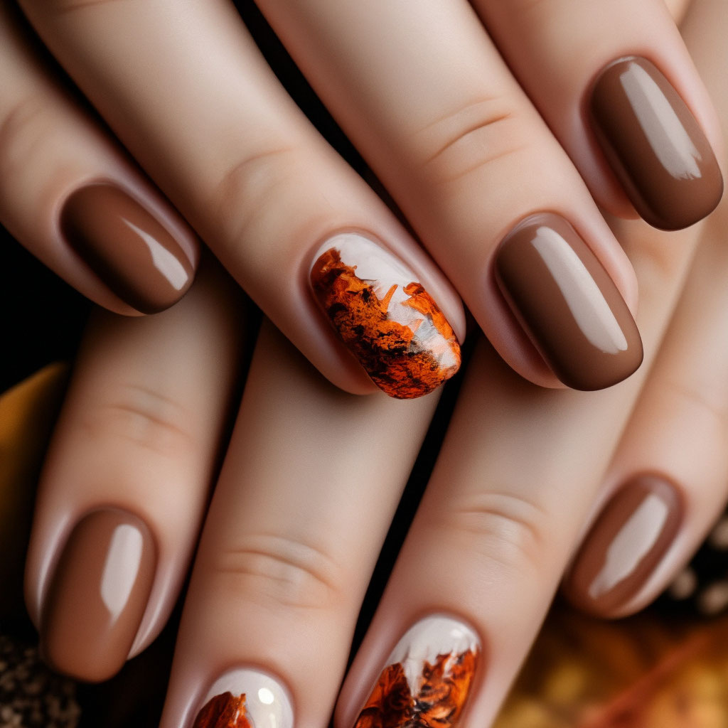 Красивый дизайн осеннего маникюра "Autumn manicure design" - image created in Shedevrum