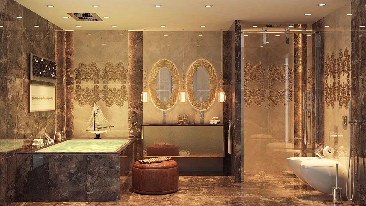 Красивый дизайн плитки фото Luxurious Bathrooms with Stunning Design Details Bagno di lusso, Design del bagn