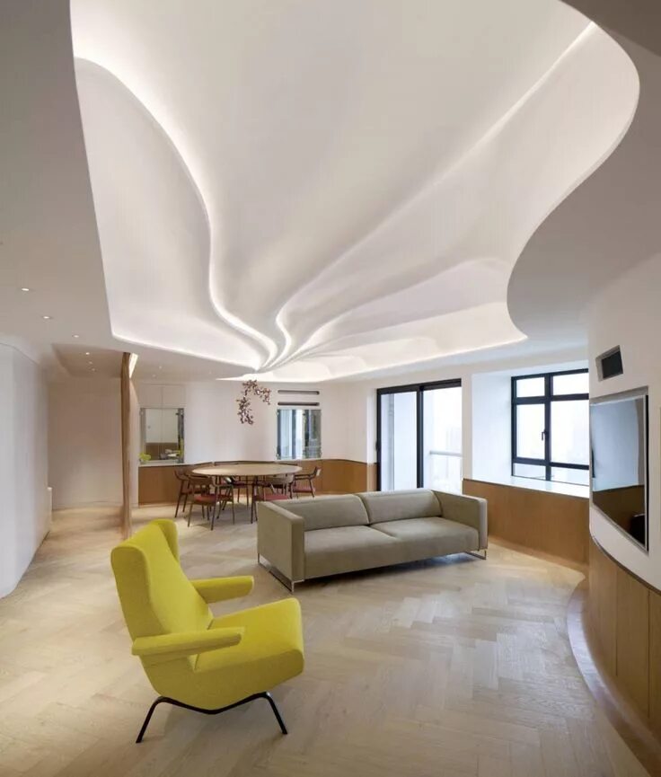 Красивый дизайн потолка фото Jardines Lookout Flat / AFFECT-T False ceiling living room, False ceiling design