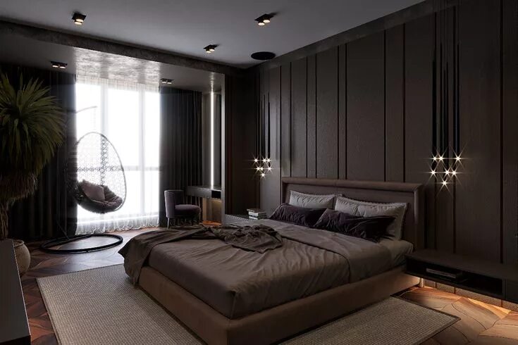 Красивый дизайн спальни квартире красивая спальня в темных тонах Elegant bedroom, Elegant bedroom design, Luxury 