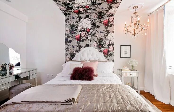 Красивый дизайн спальни обои Good-Looking Ikea Bedroom Vanity Home Renovations with Gray Quilt and Shabby Chi