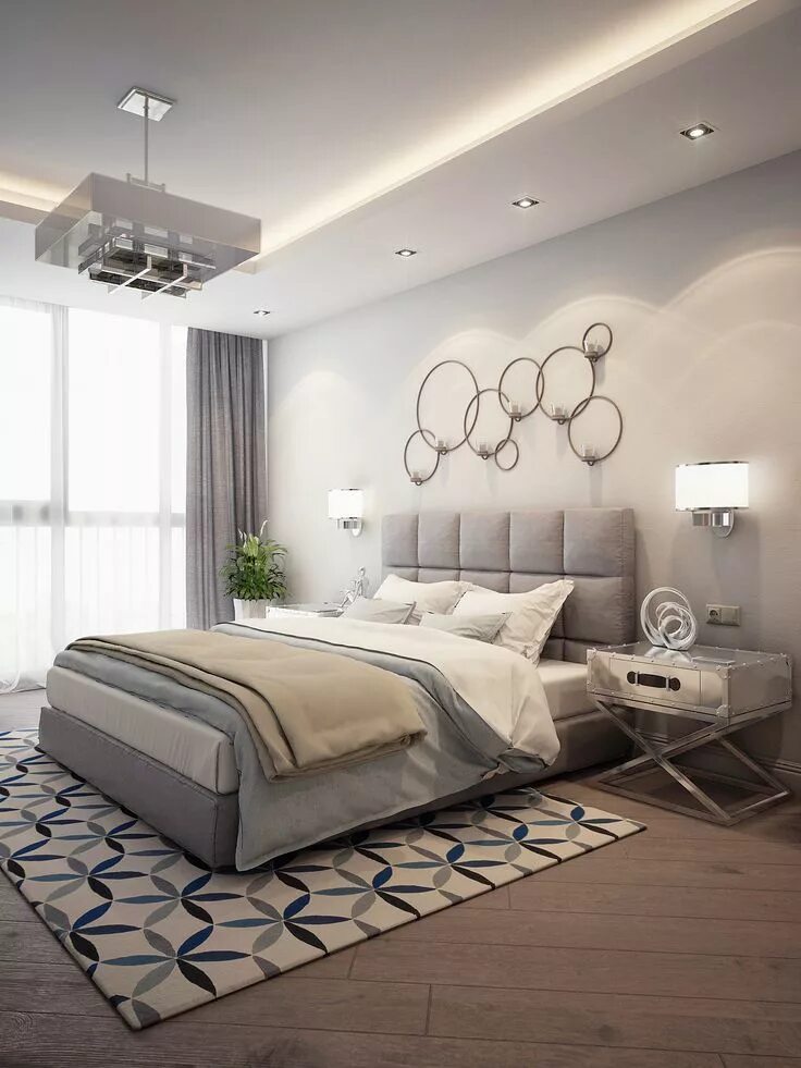 Красивый дизайн спальни в современном стиле фото #bedroom #design #interior #fusion #industrial #ideas Apartment bedroom decor, B