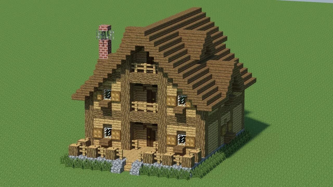 Красивый дом в майнкрафте фото схема Красивый домик с балконами в Minecraft - YouTube