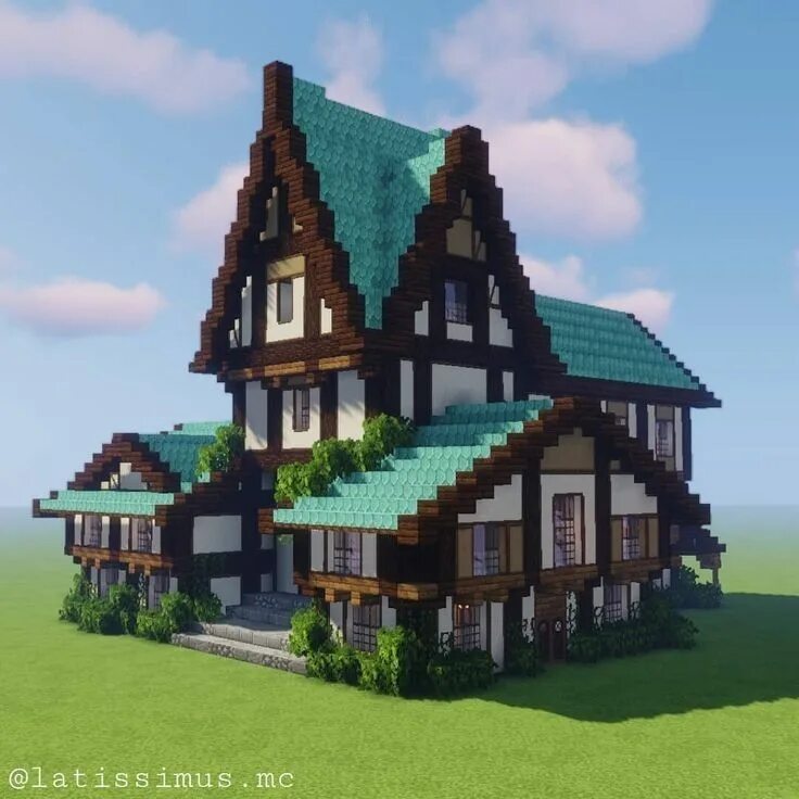Красивый дом в майнкрафте фото схема Pin em h Casas minecraft, Ideias de minecraft, Edifícios minecraft
