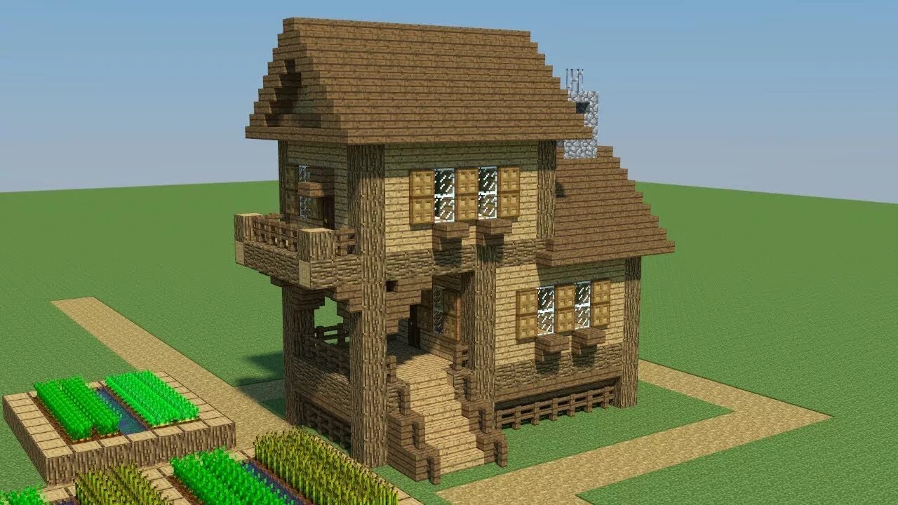 Красивый дом в майнкрафте фото схема Красивый домик в деревне Minecraft - YouTube