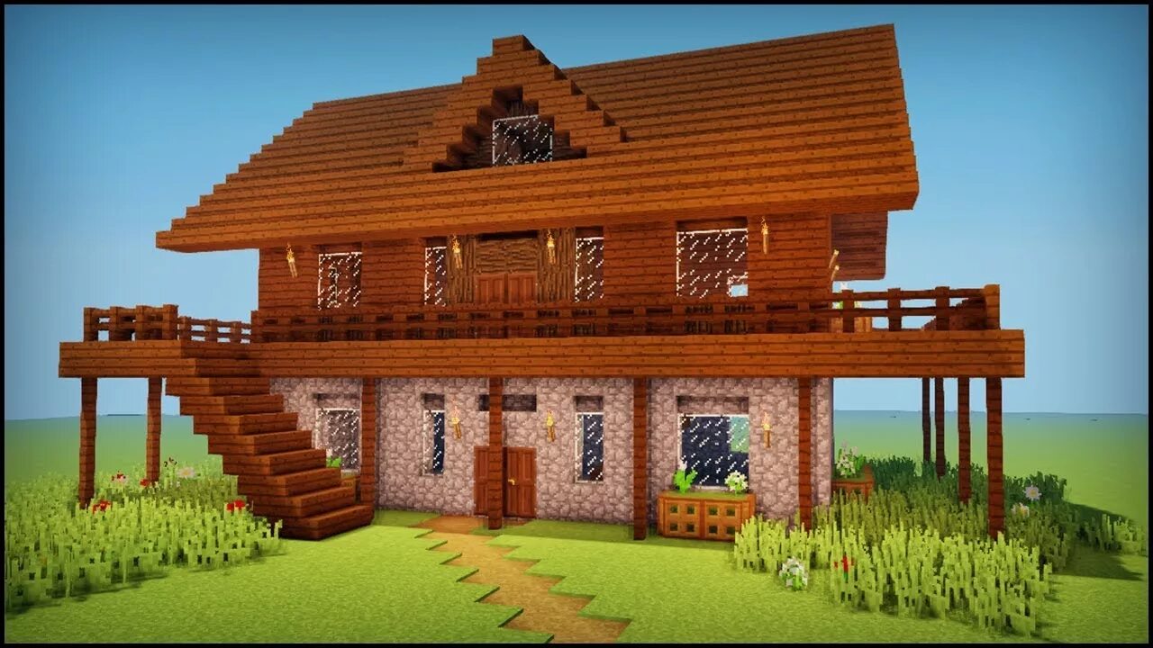 Красивый дом в майнкрафте из дерева схема Minecraft: How to build a dark oak wooden house - YouTube