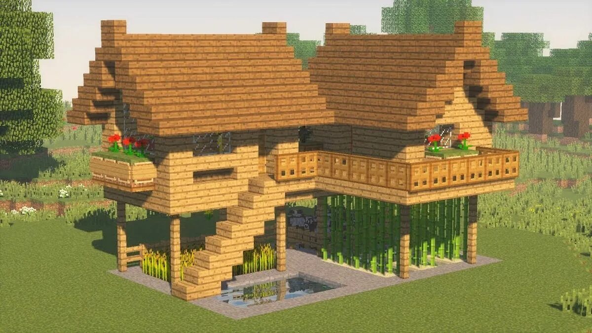 Красивый дом в майнкрафте из дерева схема Пин на доске Дома minecraft в 2024 г Дома minecraft, Дом в minecraft, Поделки mi