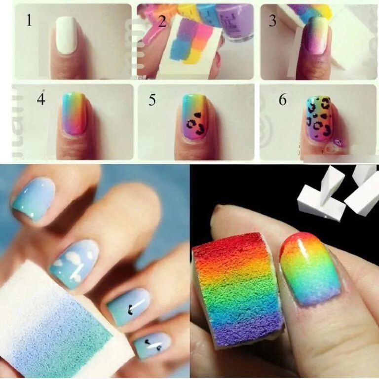 Красивый домашний маникюр 8 Pcs Nail Art Sponges Stamping Polish Template Diy Transfer Manicuretool Best n