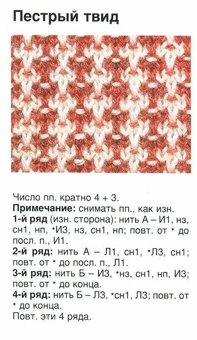Красивый двухцветный узор спицами схема вязание спицами:узоры Записи в рубрике вязание спицами:узоры Дневник ПЕРЕННА : L
