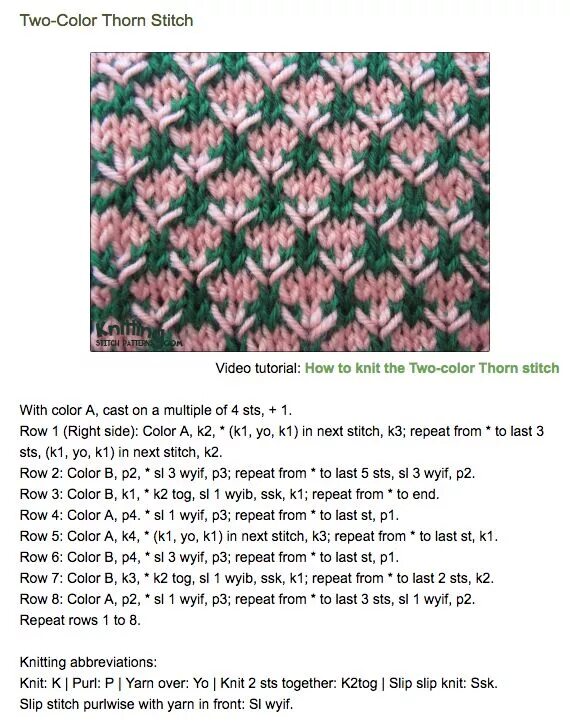 Красивый двухцветный узор спицами схема Pin on Knitting stitches & technics Knitting stitches, Stitch, Knitting