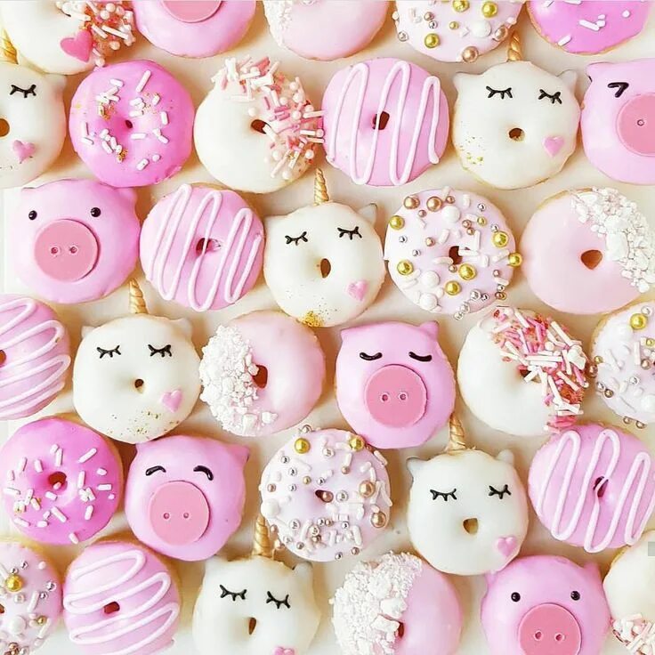 Красивый фото на обои милые #Pig & #unicorn #doughnuts Cute donuts, Fancy donuts, Delicious donuts