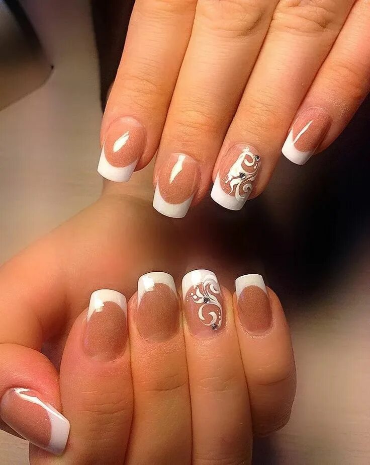 Красивый французский маникюр фото френч с рисунком Pin on Ногти Nails, Beauty
