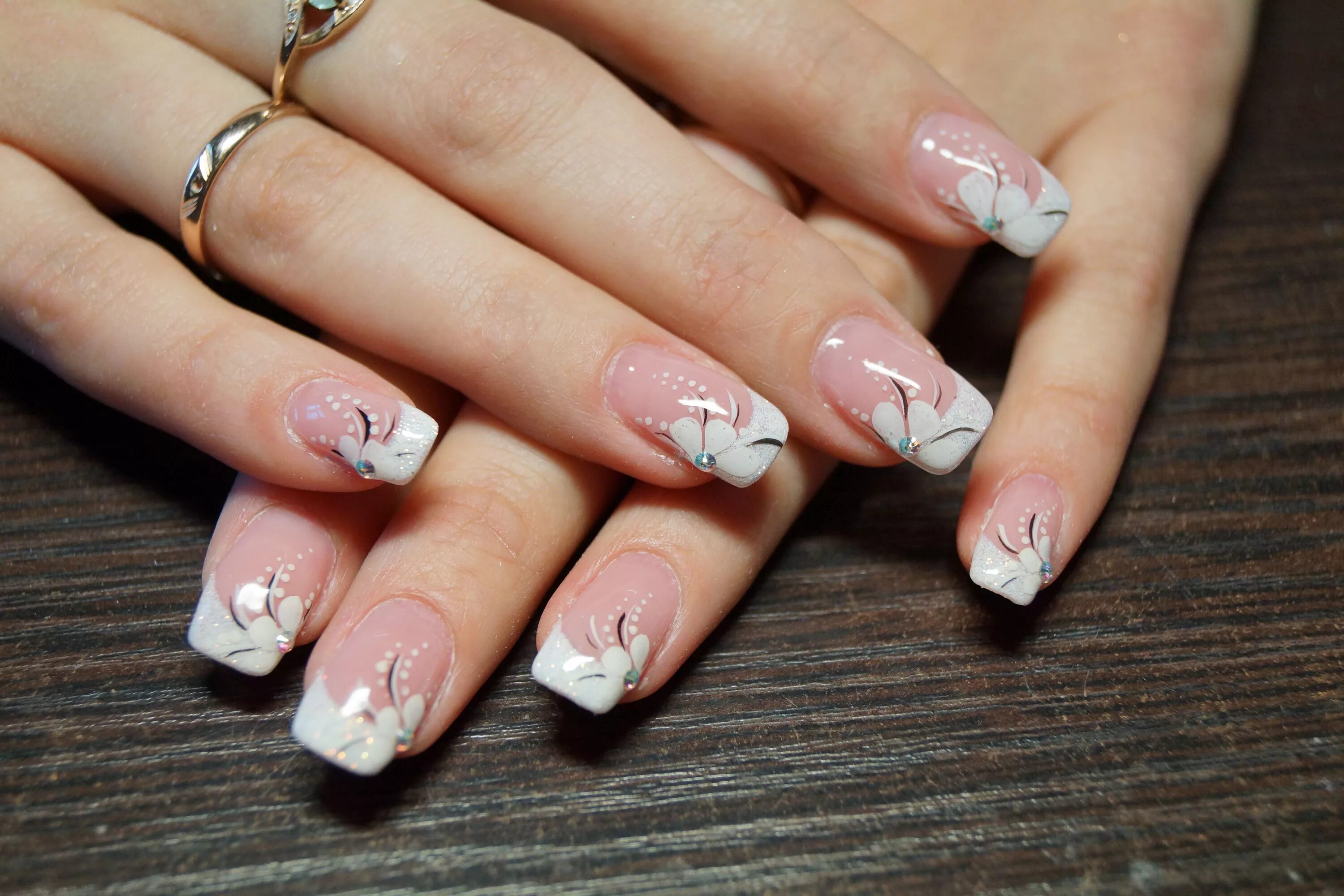Красивый французский маникюр фото френч с рисунком Nail Art #2645 - Best Nail Art Designs Gallery BestArtNails.com Wedding nail art