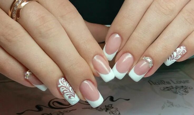 Красивый французский маникюр фото френч с рисунком Nail Art #3601 - Best Nail Art Designs Gallery BestArtNails.com Nail art wedding