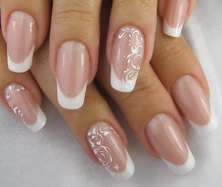 Красивый французский маникюр фото френч с рисунком Pin on Нейл-арт Pink acrylic nails, Natural nail designs, Metallic nail art