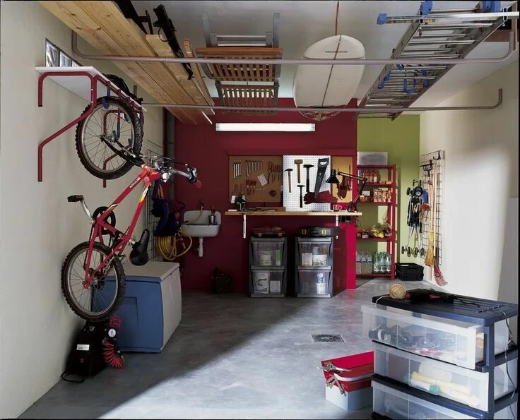 Красивый гараж внутри фото своими руками Aménager des étagères dans le garage Leroy Merlin Amenagement garage, Rangement 