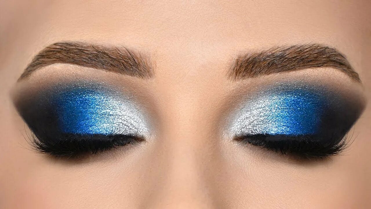 Красивый голубой макияж BLUE & SILVER Smokey Eye Makeup Tutorial - YouTube
