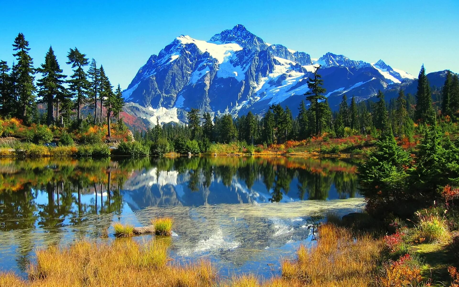 Красивый горный пейзаж фото высокого разрешения Fond decran Lac et montagnes Wallpaper Paisajes, Paisajes bonitos del mundo, Pai