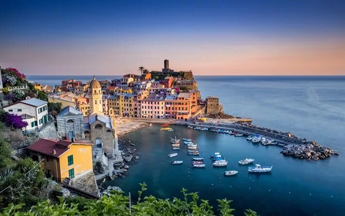 Красивый город красивым морем фото Herunterladen hintergrundbild vernazza, cinque terre, ligurischen meer, liguria,