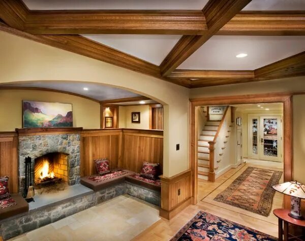 Красивый и недорогой дизайн дома Inspiring Rooms Which Have Inglenooks Contemporary basement, Inglenook, Contempo
