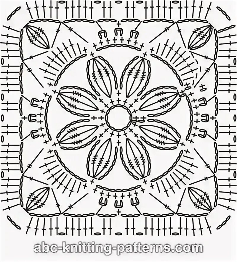Красивый и простой квадрат крючком схема ABC Knitting Patterns - Rainbow Flowers Motif Shawl Granny square crochet patter