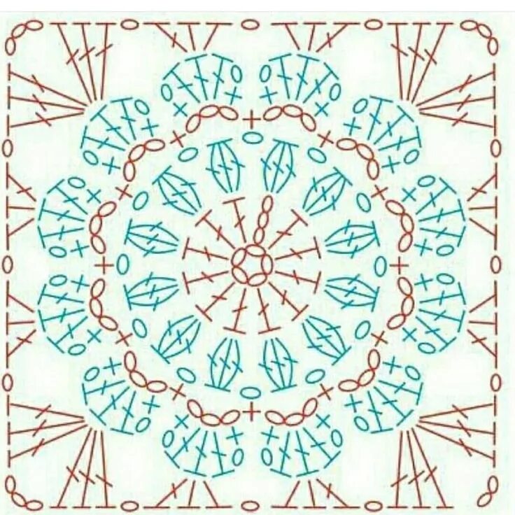 Красивый и простой квадрат крючком схема Pin by Раиса on Копилка-2 Crochet square patterns, Granny square crochet pattern
