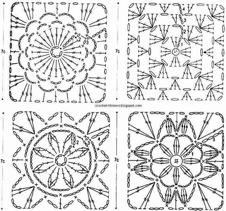 Красивый и простой квадрат крючком схема Facebook Granny square crochet, Crochet blanket motifs, Crochet chart