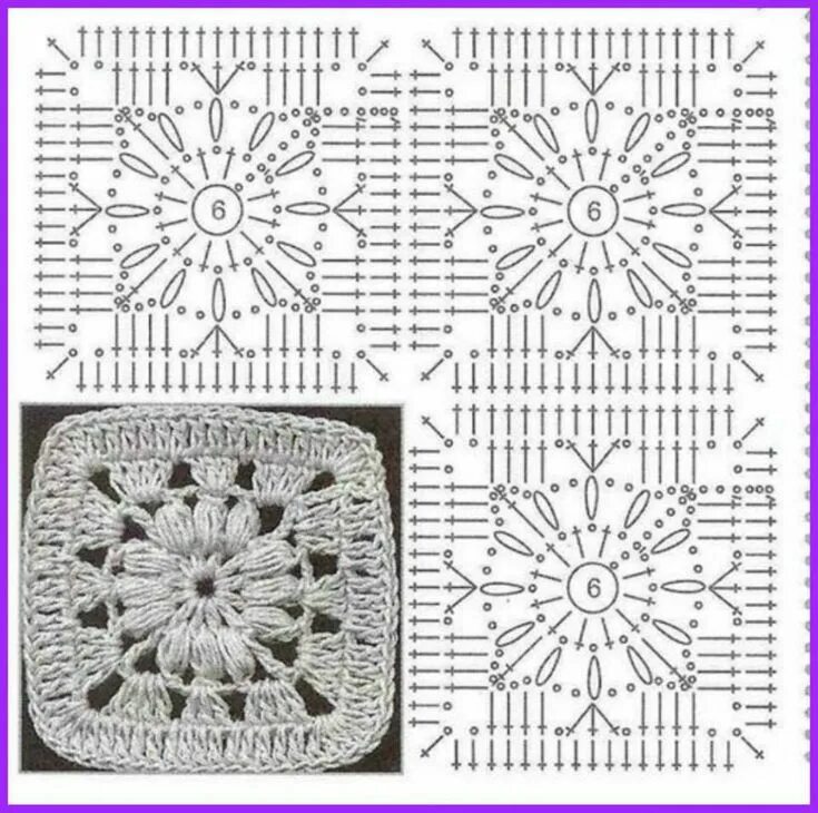 Красивый и простой квадрат крючком схема Díszpárna - Anna Crochet Hungari Crochet bedspread pattern, Granny square croche