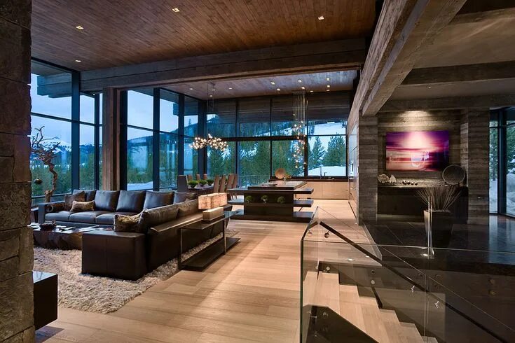 Красивый интерьер большого дома imgur.com Modern mountain home, House design, Home interior design