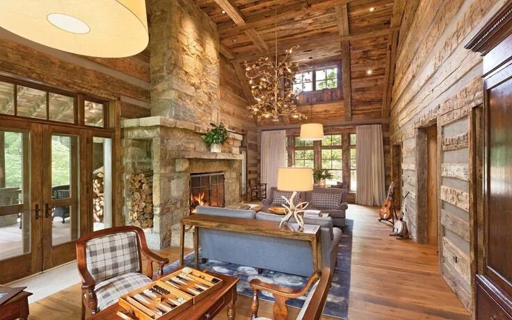 Красивый интерьер деревянных домов northwoods cabin decor Rustic house, Log homes, Rustic living room