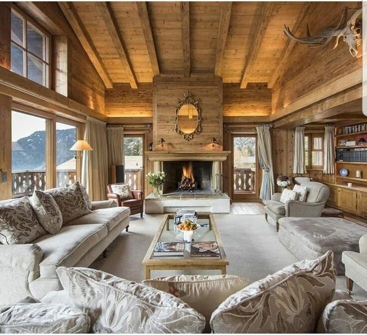 Красивый интерьер деревянных домов Épinglé par Marlene Michajlyszyn sur Rustic decor Décoration salon chalet, Decor