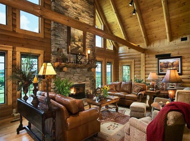 Красивый интерьер деревянных домов Log Homes and Log Cabin Gallery from Hochstetler Log Homes Log home interiors, L