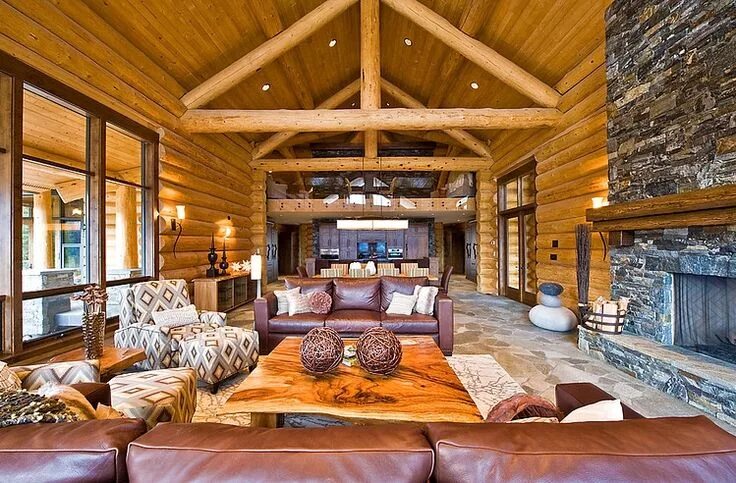 Красивый интерьер деревянных домов Okanagan Log Home by Sticks and Stones Design Group Inc HomeAdore Cabin interior
