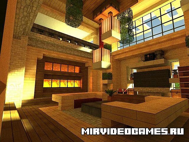 Красивый интерьер дома майнкрафт Карты Modern Mansion 4 для Minecraft