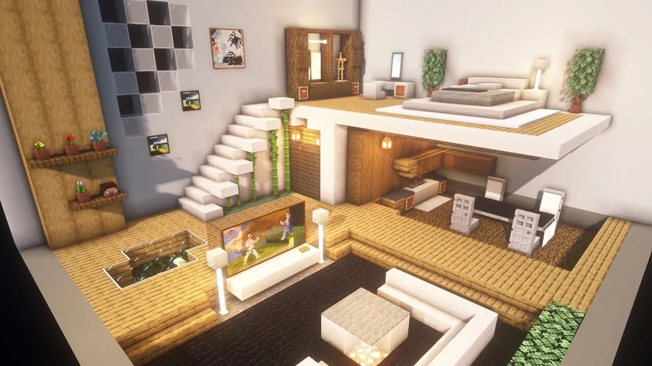 Красивый интерьер дома майнкрафт Minecraft Modern Room Tutorial Interior #1 - YouTube