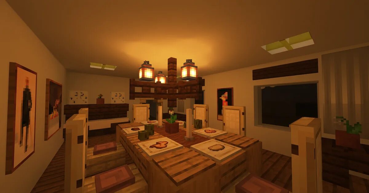 Красивый интерьер дома майнкрафт A lively and cozy living room design : Minecraft Living room in minecraft, Minec