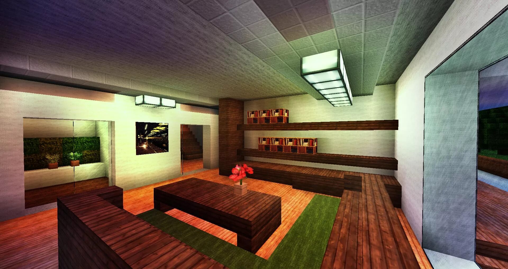 Красивый интерьер дома майнкрафт Nefa's Modern Cafe Minecraft Map