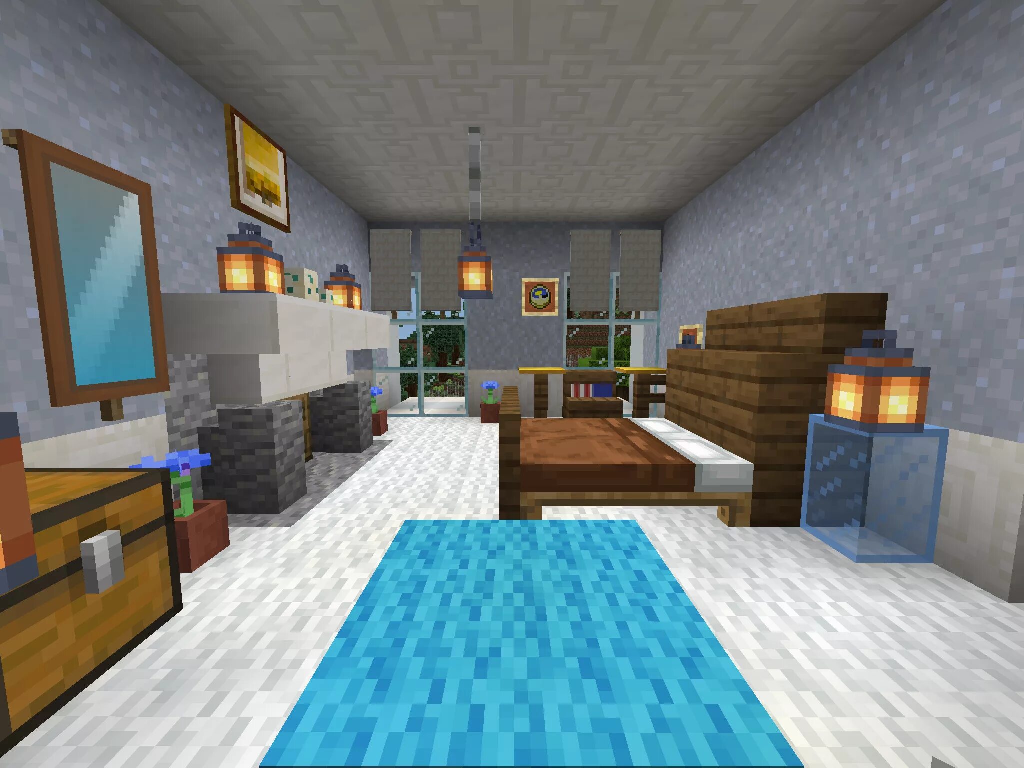 Красивый интерьер дома майнкрафт Pin on Декор Майнкрафт Minecraft interior design, Minecraft houses, Minecraft fu