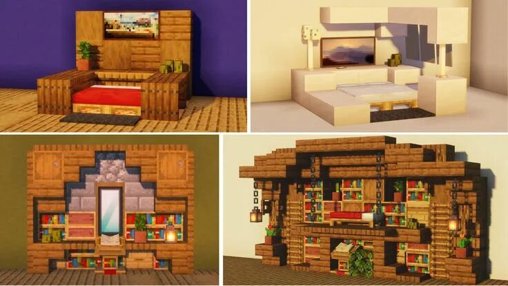 Красивый интерьер дома майнкрафт Here are 20+ build hacks and ideas for your bedroom. Link in comments : DetailCr