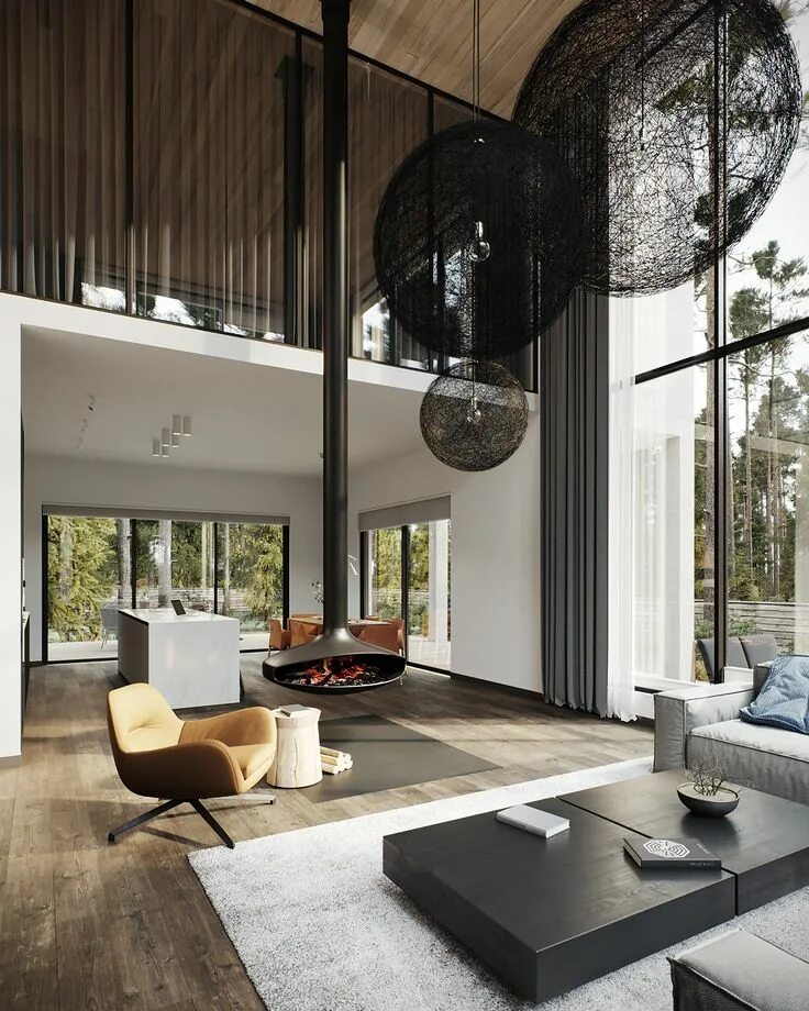 Красивый интерьер дома в современном стиле VACATION HOME in St. Petersburg on Behance Hill country homes, Interior architec