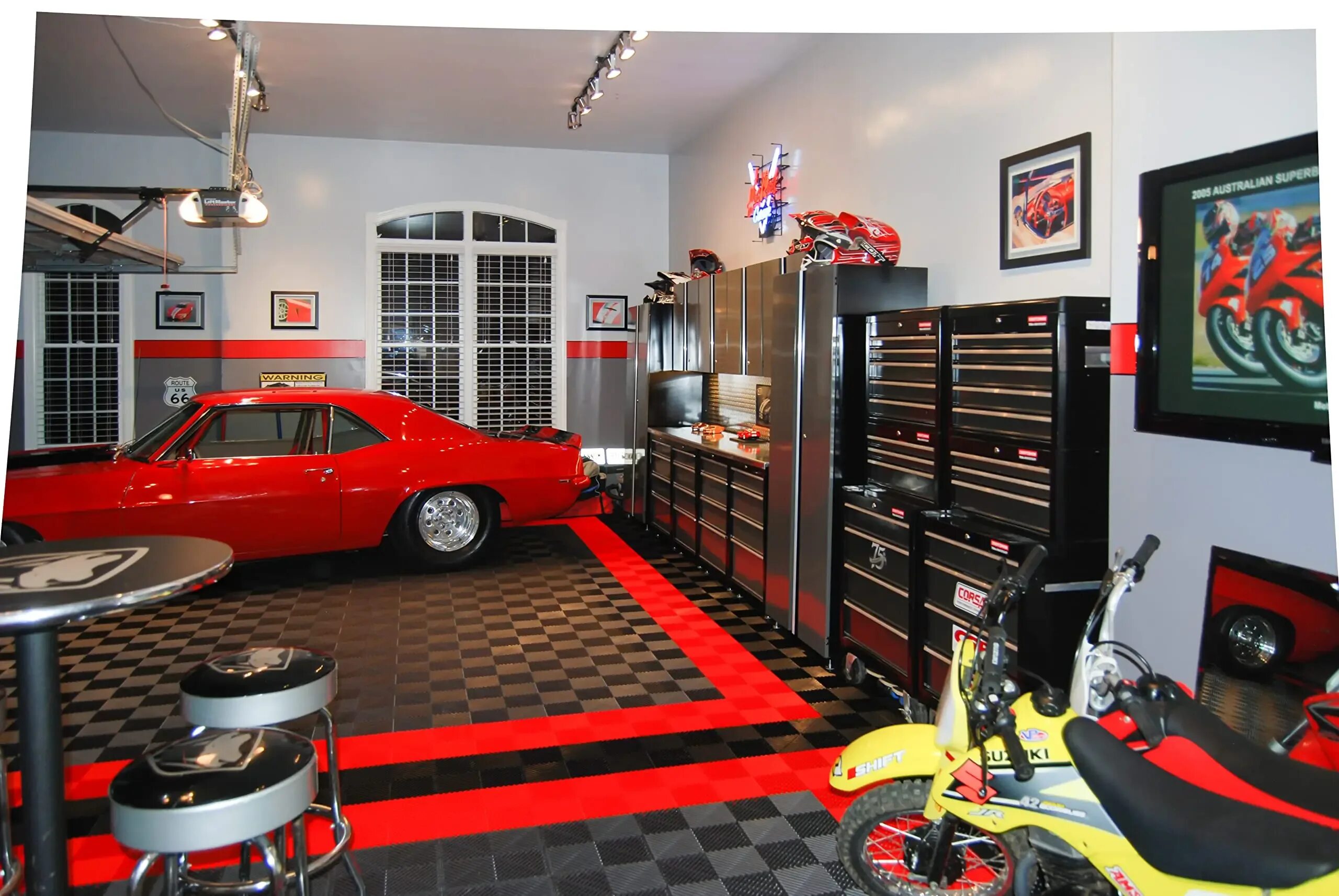 Красивый интерьер гаража Modular Floor Tiles Anti Slip PP PVC Plastic Flooring Mats Interlocking Garage F