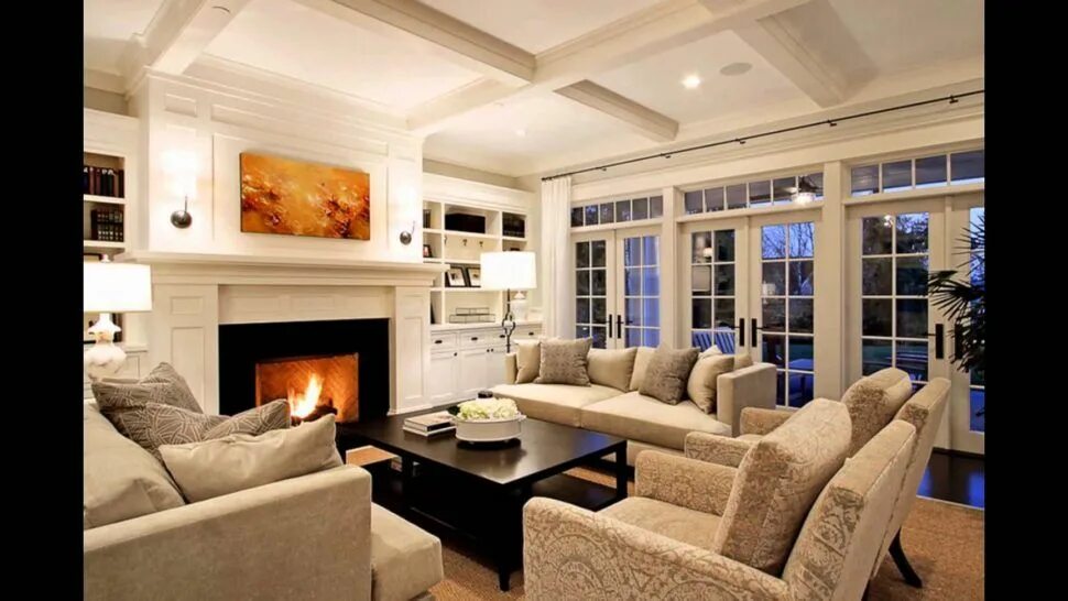 Красивый интерьер гостиной фото Image result for fireplace and tv on same wall Living room furniture layout, Fur
