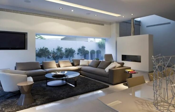 Красивый интерьер гостиной фото Rectangular Box Optimized for Contemporary Living: SL House in Tel Aviv, Israel 