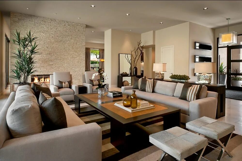 Красивый интерьер гостиной фото в современном espacios abiertos, distribución sillones grandes, más 2 sillones personales, más