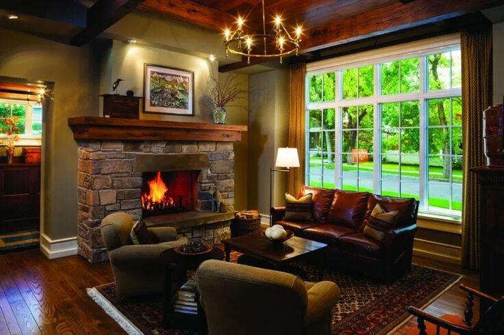 Красивый интерьер гостиной в доме Western Design: Classic Meets Contemporary Big Sky Journal Craftsman living room