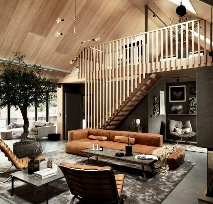 Красивый интерьер коттеджа внутри фото Pin de Devrim en Home Interiors Casas de diseño industrial, Casas estilo cabaña,
