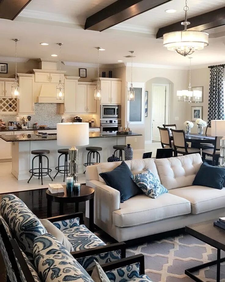 Красивый интерьер кухни гостиной фото Dream Home Farm house living room, House interior, Living room designs