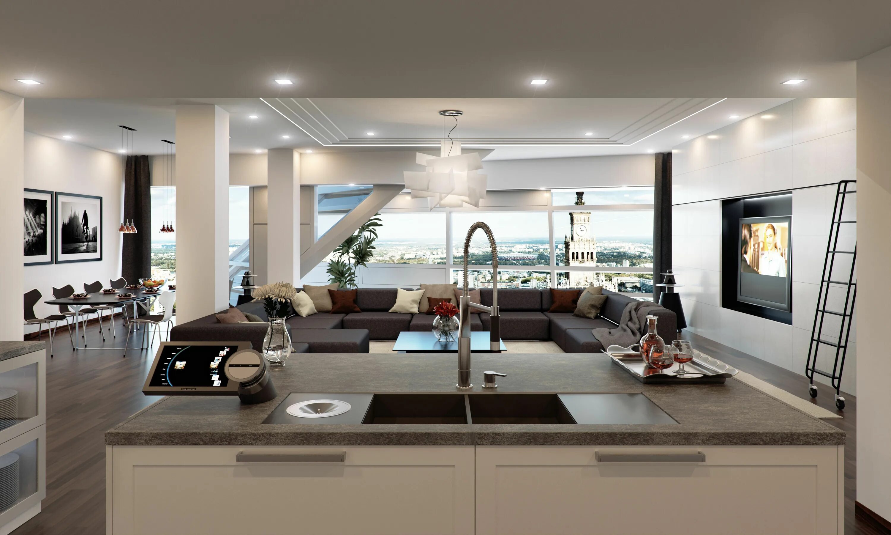 Красивый интерьер кухни гостиной фото apartament Contemporary house interior design, Modern living room interior, Mode