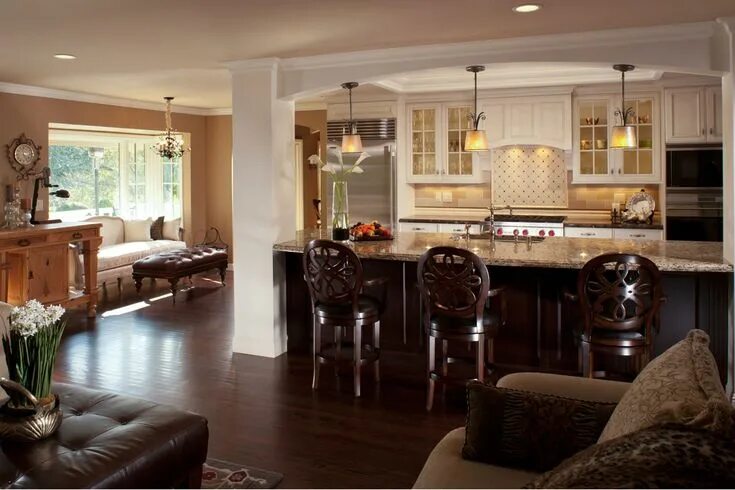 Красивый интерьер кухни гостиной фото open kitchen in monte serreno tweet houzz Open concept kitchen living room, Kitc