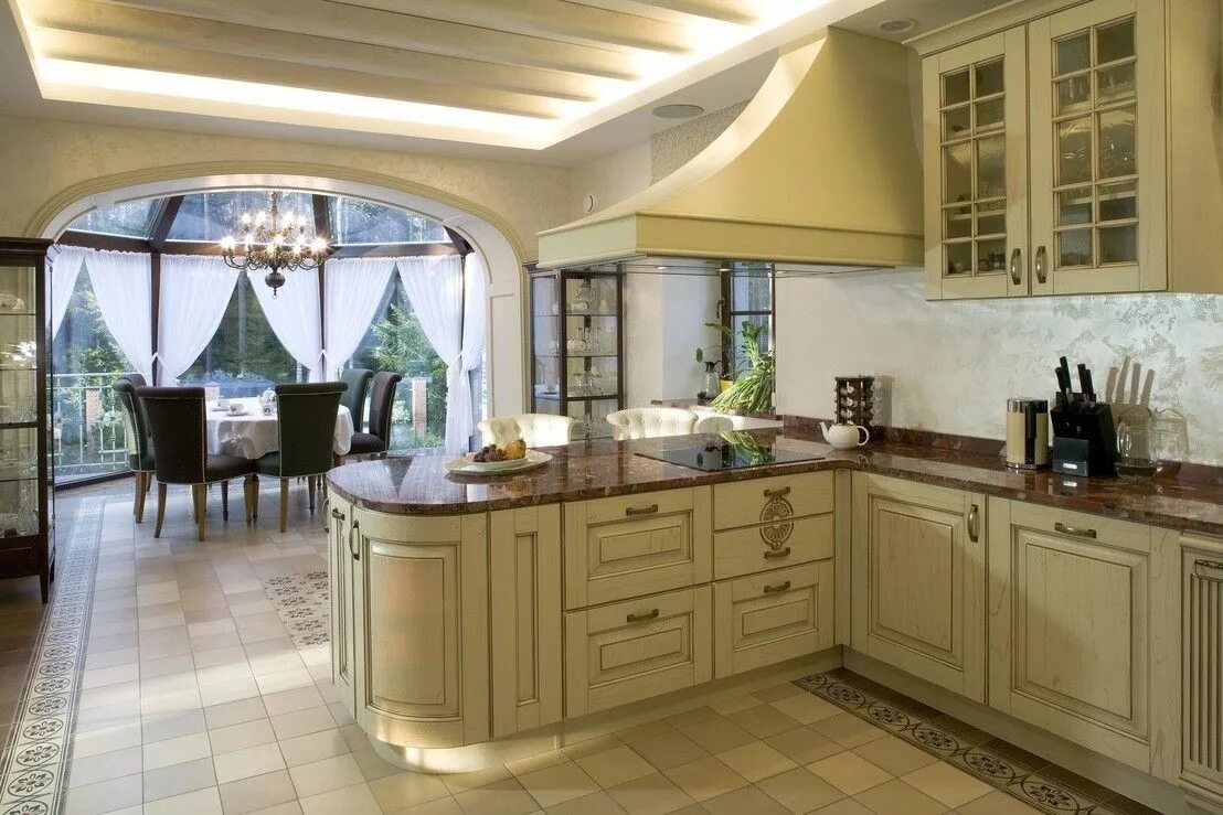 Красивый интерьер кухни в частном доме Classic Style Kitchen-Dining Room (102 Photos)